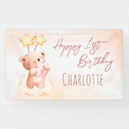 Sweet teddy beer verjaardagsfeest gepersonaliseerd spandoek