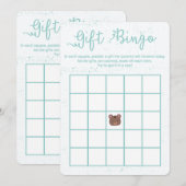Sweet Teddy Blue Boy Baby shower Bingo Game Kaart (Voorkant / Achterkant)