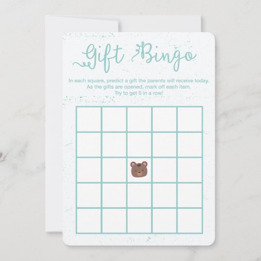 Sweet Teddy Blue Boy Baby shower Bingo Game Kaart (Voorkant)
