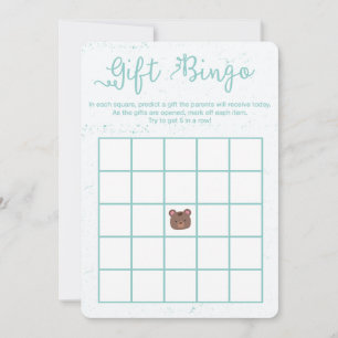 Sweet Teddy Blue Boy Baby shower Bingo Game Kaart