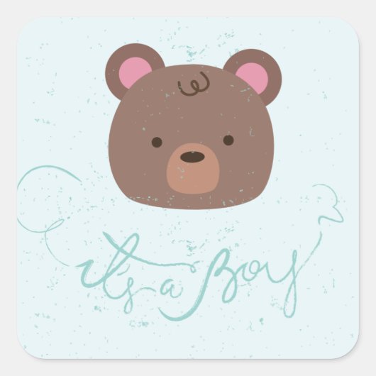 Sweet Teddy Het is een Boy Baby shower Sticker (Voorkant)