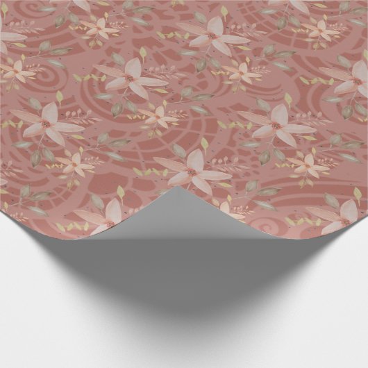 Sweet Terracotta Blush Waterverf Lace Pattern Cadeaupapier (Hoek)
