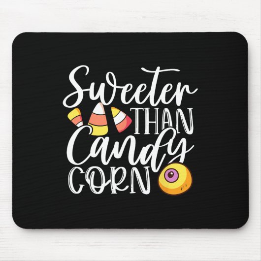 Sweet Than Candy Corn Hilarisch Halloween Snoep Co Muismat (Voorkant)
