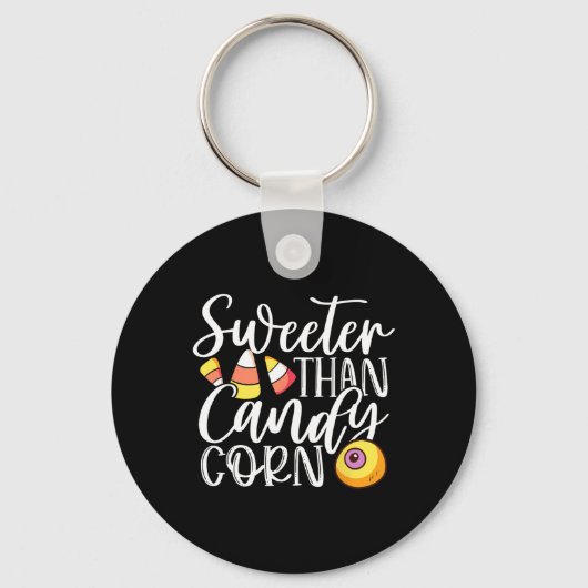 Sweet Than Candy Corn Hilarisch Halloween Snoep Co Sleutelhanger (Voorkant)