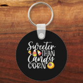 Sweet Than Candy Corn Hilarisch Halloween Snoep Co Sleutelhanger (Voorkant)