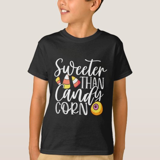 Sweet Than Candy Corn Hilarisch Halloween Snoep Co T-shirt (Voorkant)