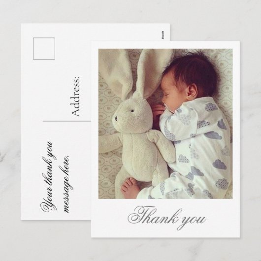 Sweet Thank You Briefkaart - Voeg je eigen foto to (Voorkant / Achterkant)