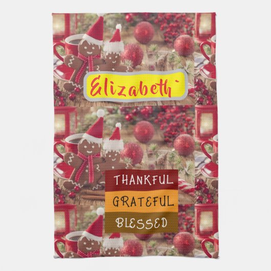 "Sweet & Thankful Holiday Vibes"Kitchen Towels Theedoek (Verticaal)