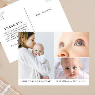 Sweet Three Foto Baby shower Dank u Briefkaart