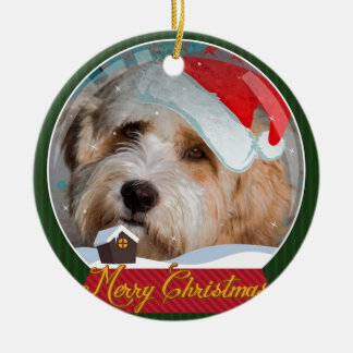 Sweet Tibetan Terrier Santa Collectie Keramisch Ornament