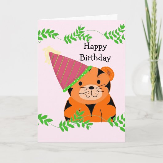 Sweet Tiger in een Pet van de Birthday Kaart (Voorkant)