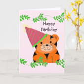 Sweet Tiger in een Pet van de Birthday Kaart (Gele Bloem)