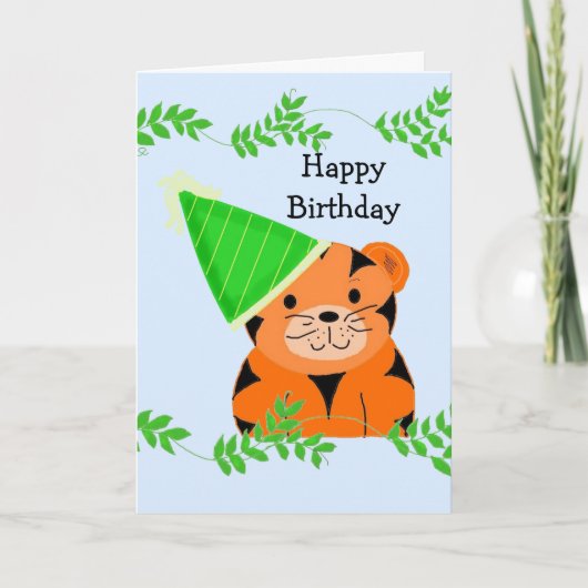 Sweet Tiger in een Pet van de Birthday Kaart (Voorkant)