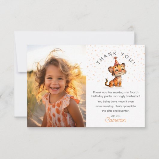 Sweet tiger kind's birthday celebration foto bedankkaart (Voorkant)