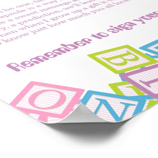 Sweet Time Capsule Blocks First Birthday Keepsake  Poster (Hoek)