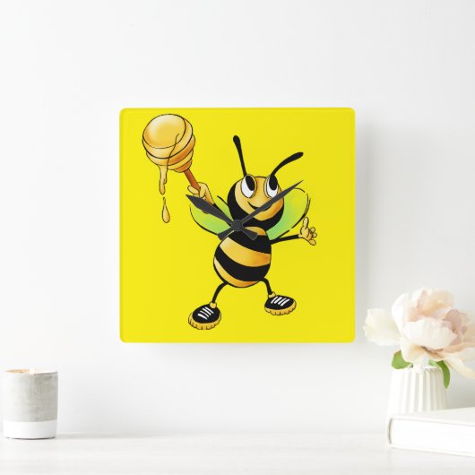 Sweet Time with Our Honey Bee Clock! 🍯🐝 Vierkante Klok (Huis)