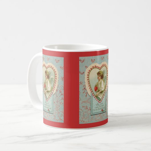 Sweet tiny hearts Valentine on faux lace Koffiemok (Voorkant links)