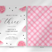 Sweet to be 3 Watermeloen Derde Verjaardag Uitnodi Kaart