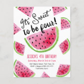 Sweet to be Four Melon Verjaardagsfeestuitnodiging (Voorkant)