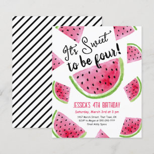 Sweet to be Four Melon Verjaardagsfeestuitnodiging