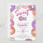 Sweet To Be One Donut Pink Girl Eerste Verjaardags Kaart (Voorkant)