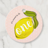 Sweet to be One Lemon Citrus Eerste Verjaardag Roz Bedankjes Labels (Voorkant)