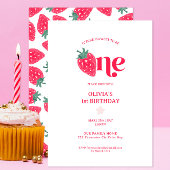 Sweet to Be One Strawberry 1e verjaardagsuitnodigi Kaart