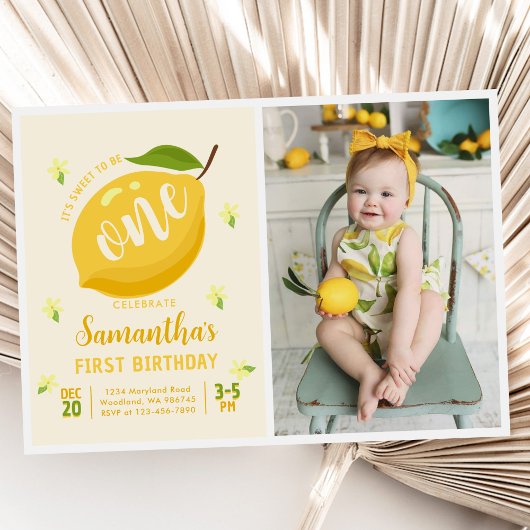 Sweet To Be One Summer Lemon 1st Birthday Foto Kaart