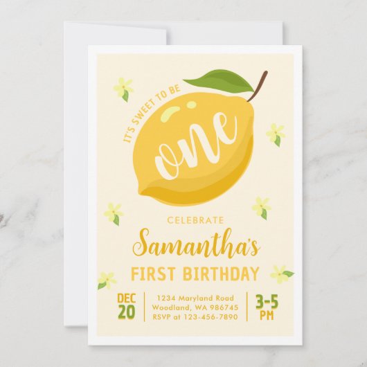 Sweet To Be One Summer Lemon Citrus 1e verjaardag Kaart (Voorkant)