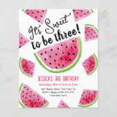 Sweet to be Three Melon Verjaardagsfeestuitnodigin (Voorkant)