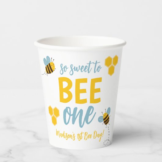 Sweet to Bee Een 1e Bijendag Verjaardagsfeest Papieren Bekers (Voorkant)