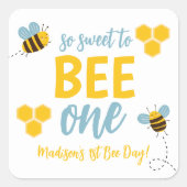 Sweet to Bee Een 1e Bijendag Verjaardagsfeest Vierkante Sticker (Voorkant)