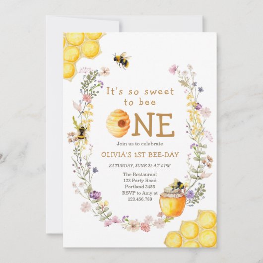 Sweet to Bee Een Schattige Honey Meisje Eerste Ver Kaart (Voorkant)