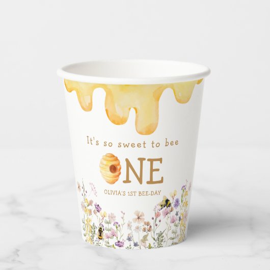 Sweet to Bee Een Schattige Honey Meisje Eerste Ver Papieren Bekers (Voorkant)