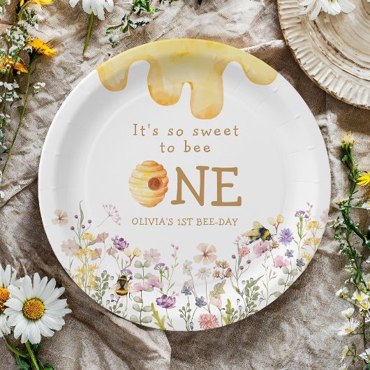 Sweet to Bee Een Schattige Honey Meisje Eerste Ver Papieren Bordje