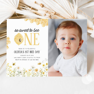 Sweet to Bee One Bee 1st Birthday Foto Kaart