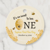Sweet To Bee One First Birthday Bees Honeycomb Bedankjes Labels (Voorkant)