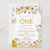 Sweet to Bee One First Birthday Invite Kaart (Voorkant)