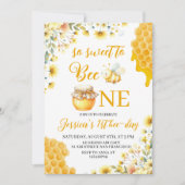 Sweet to Bee One First Birthday Invite Kaart (Voorkant)
