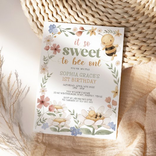 Sweet to Bee One Modern Schattige 1e Verjaardag Kaart