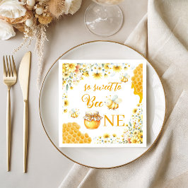 Sweet to Bee One Yellow Floral Napkins Servet
