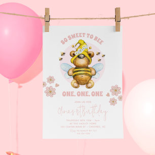 Sweet to Bee Pink Honey Beer 1e Verjaardag Kaart