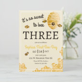 Sweet to Bee Three Honeycomb Bees 3rd Birthday  Kaart (Staand voorkant)