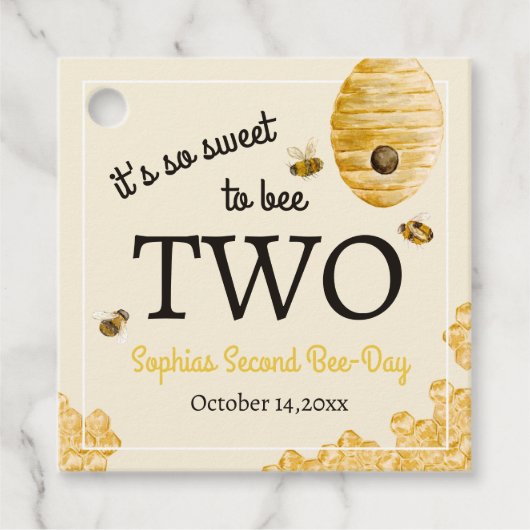 Sweet To Bee Two Second Birthday Bees Honeycomb Bedankjes Labels (Voorkant)