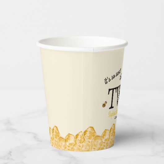 Sweet To Bee Two Second Birthday Bees Honeycomb Papieren Bekers (Rechts)