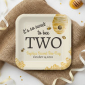 Sweet To Bee Two Second Birthday Bees Honeycomb Papieren Bordje