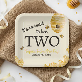 Sweet To Bee Two Second Birthday Bees Honeycomb Papieren Bordje