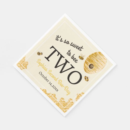 Sweet To Bee Two Second Birthday Bees Honeycomb Servet (Hoek)