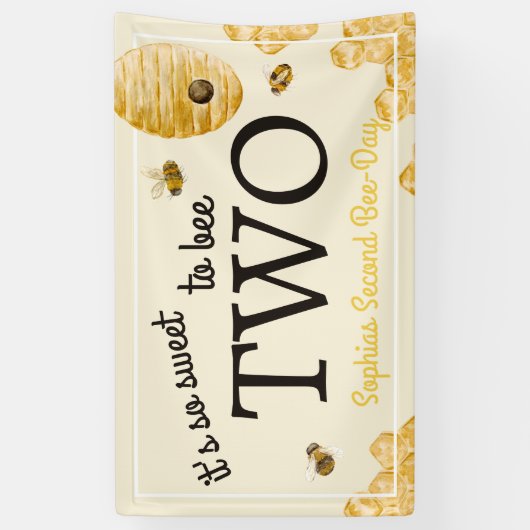 Sweet To Bee Two Second Birthday Bees Honeycomb Spandoek (Verticaal)