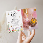 "Sweet-to-Bee" Wilde bloem en bloemBee 1e verjaard Kaart